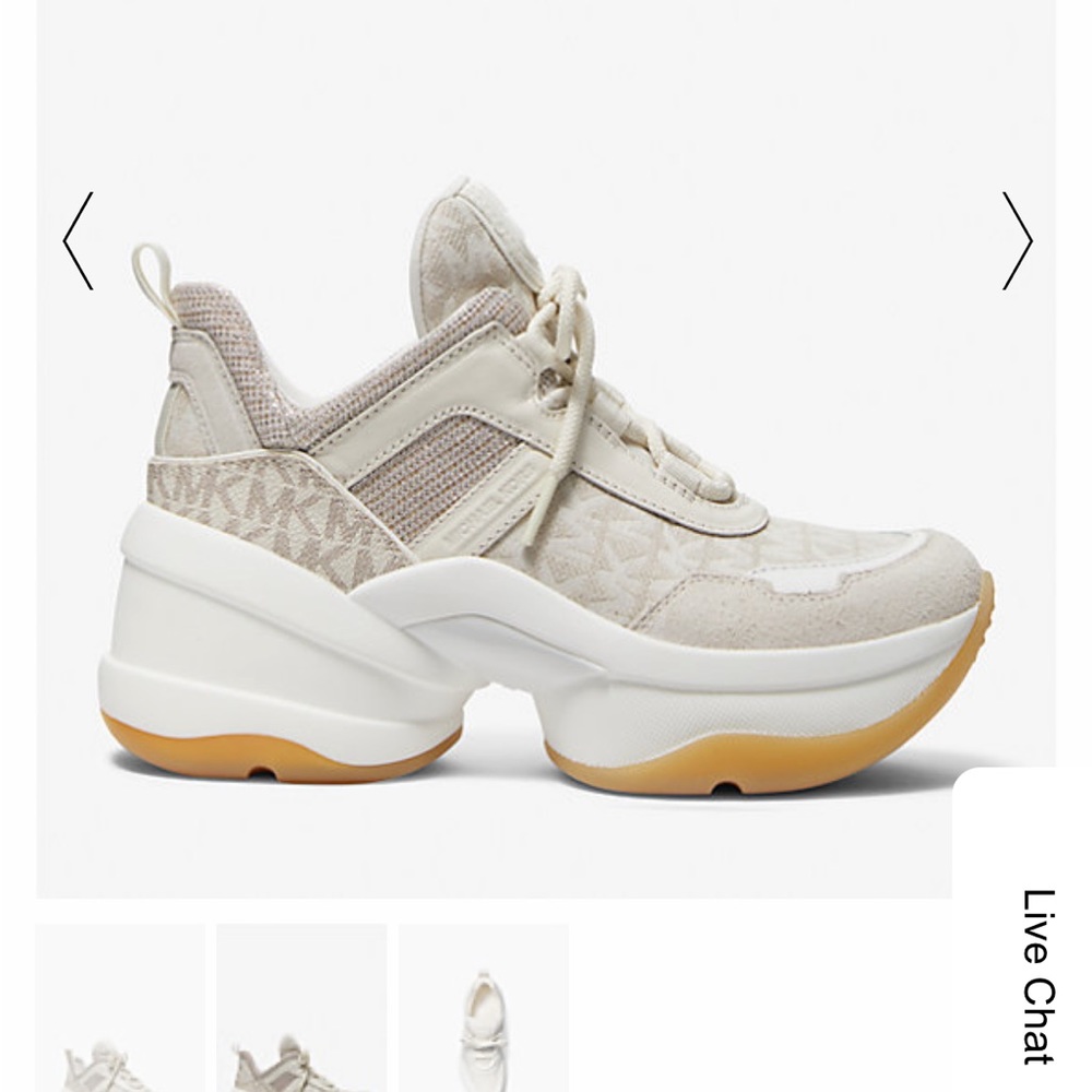 Olympia Logo Jacquard and Glitter Chain-Mesh Trainer